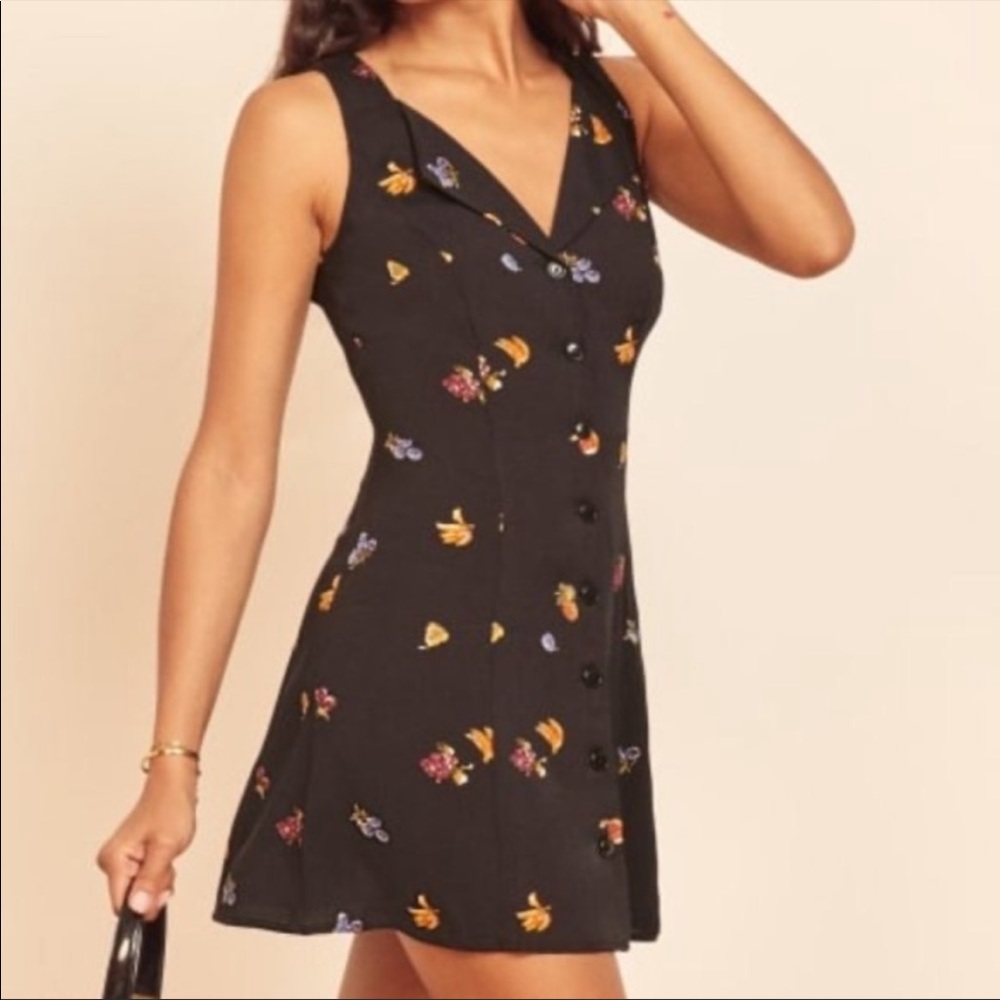 Reformation Black Floral Mini Dress